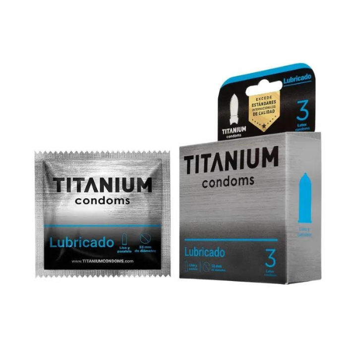 *10 Condones Preservativos Titanium Lubricado Caja X 3 Unidades